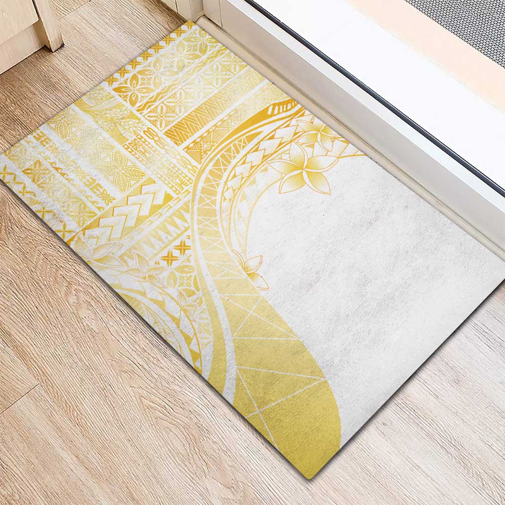 Samoa Siapo Mamanu Rubber Doormat Plumeria Fancy Gold Motifs