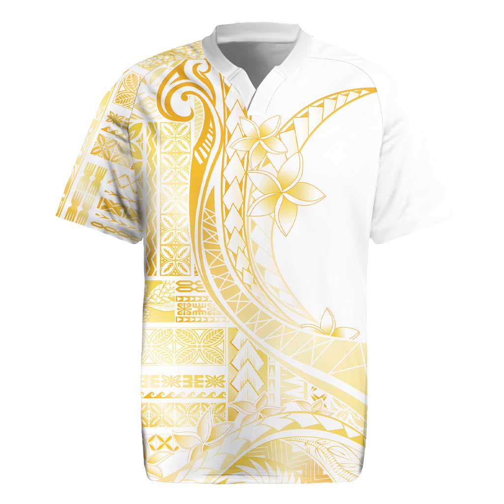 Samoa Siapo Mamanu Rugby Jersey Plumeria Fancy Gold Motifs