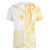 Samoa Siapo Mamanu Women V-Neck T-Shirt Plumeria Fancy Gold Motifs