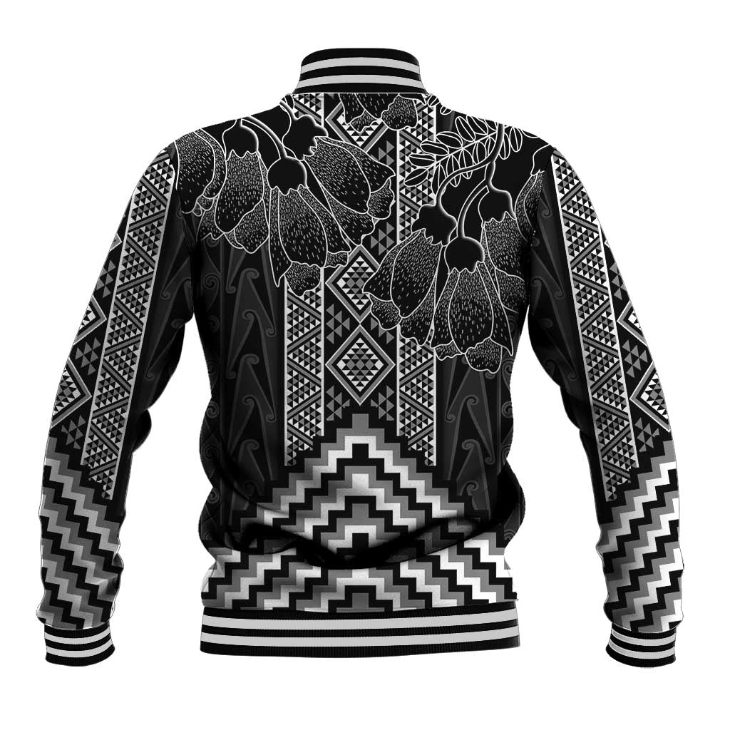 Aotearoa Taniko Pattern Baseball Jacket Poutama Mix Kowhai Flowers LT7 - Polynesian Pride