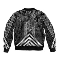 Aotearoa Taniko Pattern Bomber Jacket Poutama Mix Kowhai Flowers LT7 - Polynesian Pride