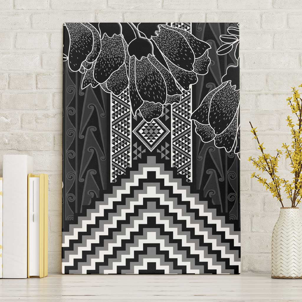 Aotearoa Taniko Pattern Canvas Wall Art Poutama Mix Kowhai Flowers