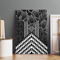 Aotearoa Taniko Pattern Canvas Wall Art Poutama Mix Kowhai Flowers
