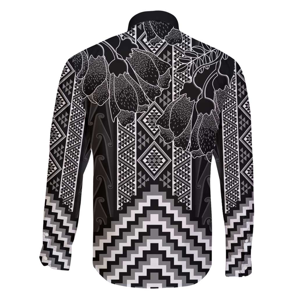 Aotearoa Taniko Pattern Family Matching Long Sleeve Bodycon Dress and Hawaiian Shirt Poutama Mix Kowhai Flowers LT7 - Polynesian Pride