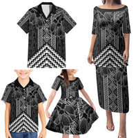 Aotearoa Taniko Pattern Family Matching Puletasi and Hawaiian Shirt Poutama Mix Kowhai Flowers LT7 - Polynesian Pride