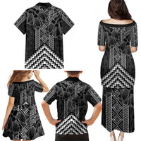 Aotearoa Taniko Pattern Family Matching Puletasi and Hawaiian Shirt Poutama Mix Kowhai Flowers LT7 - Polynesian Pride