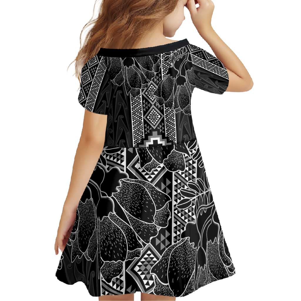 Aotearoa Taniko Pattern Family Matching Short Sleeve Bodycon Dress and Hawaiian Shirt Poutama Mix Kowhai Flowers