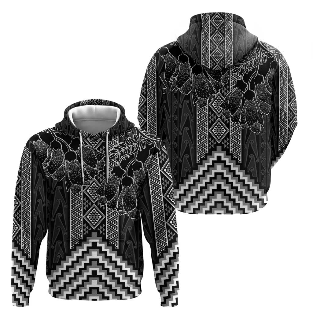 Aotearoa Taniko Pattern Hoodie Poutama Mix Kowhai Flowers