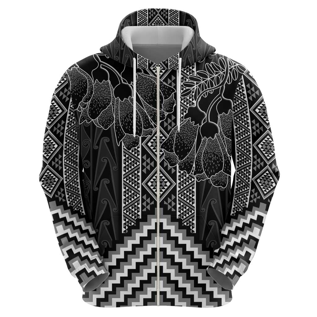 Aotearoa Taniko Pattern Hoodie Poutama Mix Kowhai Flowers