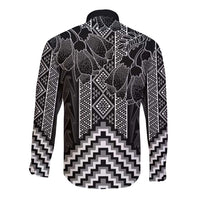 Aotearoa Taniko Pattern Long Sleeve Button Shirt Poutama Mix Kowhai Flowers