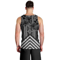 Aotearoa Taniko Pattern Men Tank Top Poutama Mix Kowhai Flowers