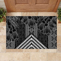 Aotearoa Taniko Pattern Rubber Doormat Poutama Mix Kowhai Flowers