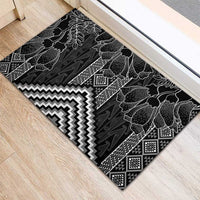 Aotearoa Taniko Pattern Rubber Doormat Poutama Mix Kowhai Flowers