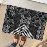 Aotearoa Taniko Pattern Rubber Doormat Poutama Mix Kowhai Flowers