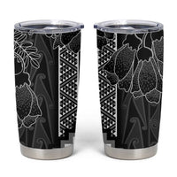 Aotearoa Taniko Pattern Tumbler Cup Poutama Mix Kowhai Flowers LT7 Grey - Polynesian Pride