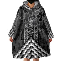 Aotearoa Taniko Pattern Wearable Blanket Hoodie Poutama Mix Kowhai Flowers