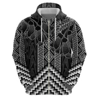 Aotearoa Taniko Pattern Zip Hoodie Poutama Mix Kowhai Flowers