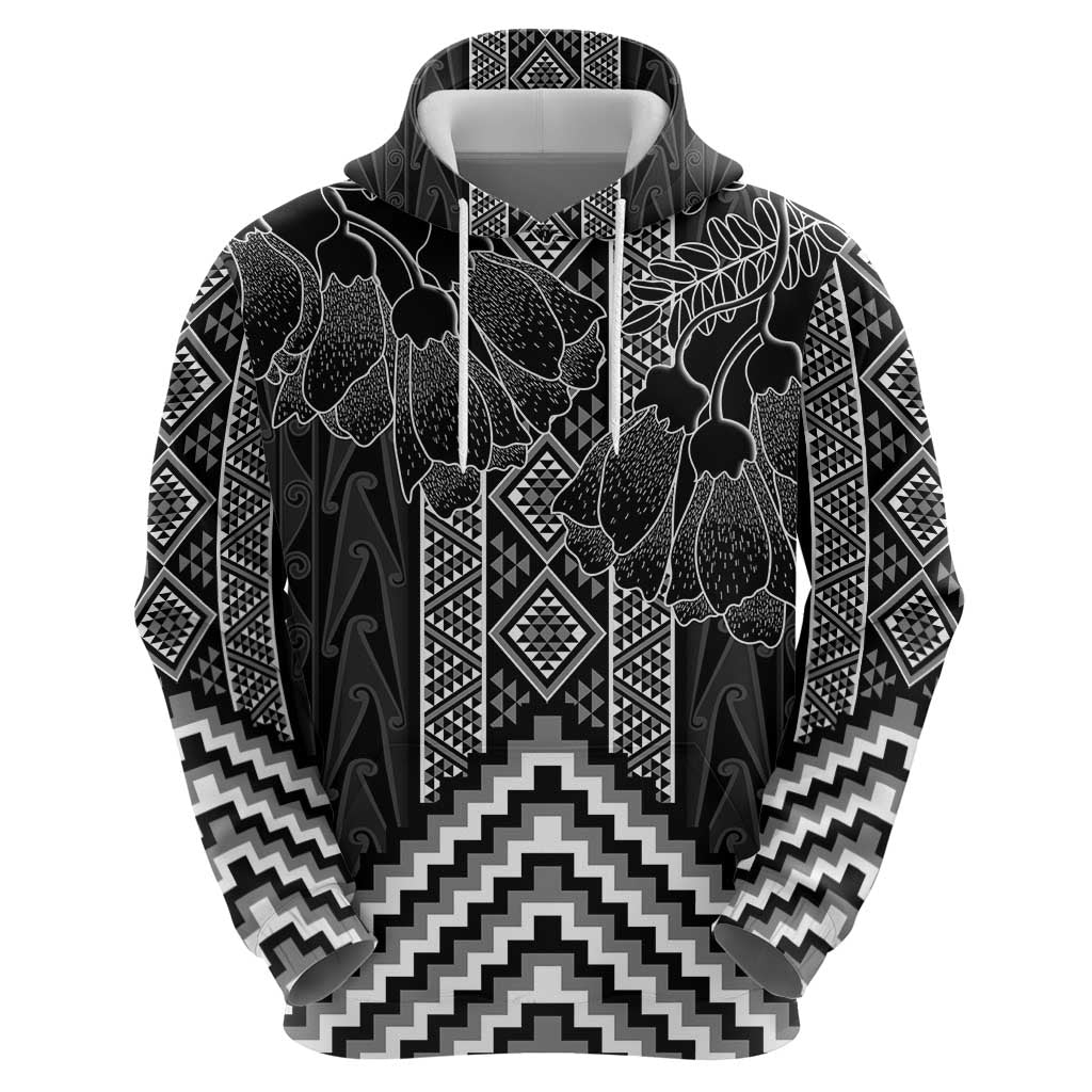 Aotearoa Taniko Pattern Zip Hoodie Poutama Mix Kowhai Flowers