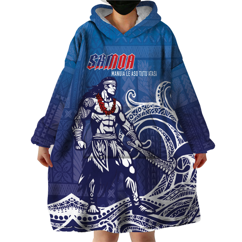 Samoa Manuia le Aso Tuto'atasi Siapo Motif Wearable Blanket Hoodie Warrior with Nifo Oti