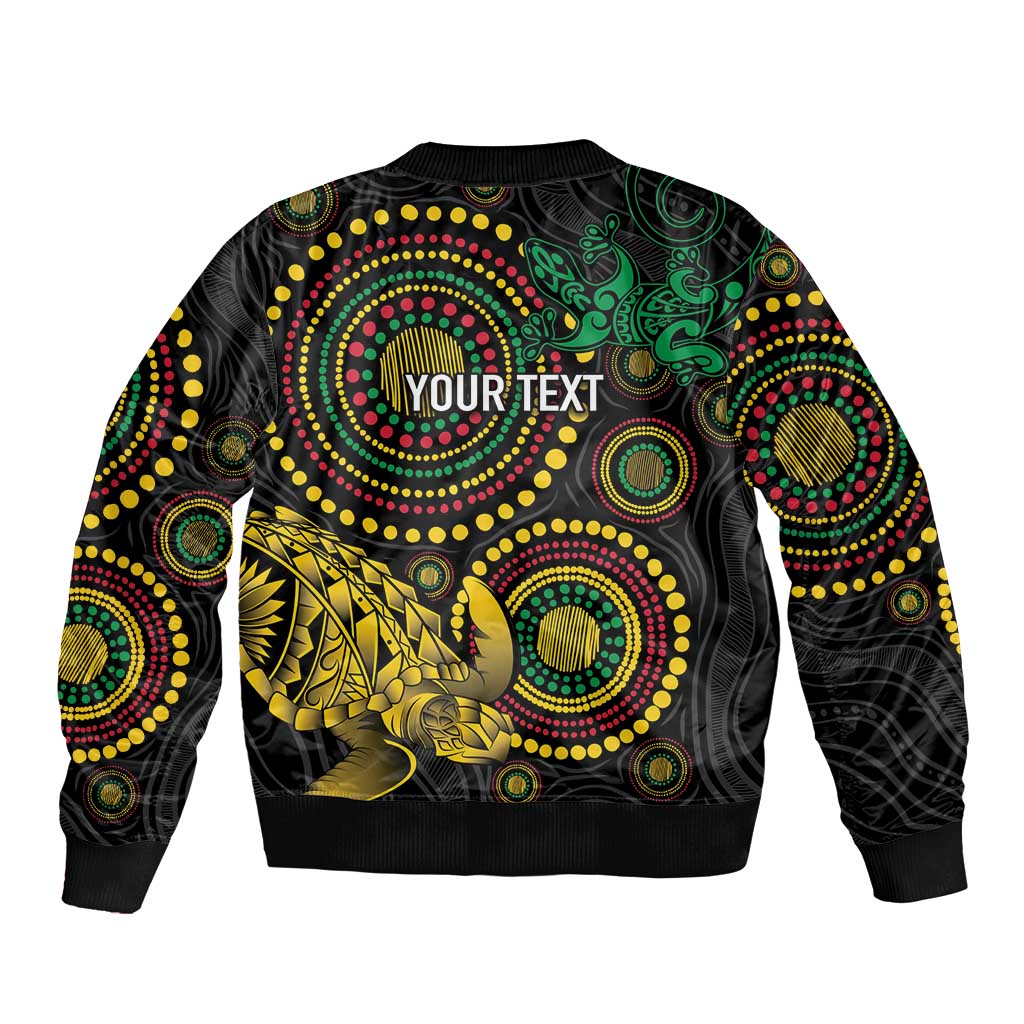 Vanuatu Personalized Aboriginal Arts Bomber Jacket Turtle and Iguana Special - Polynesian Pride