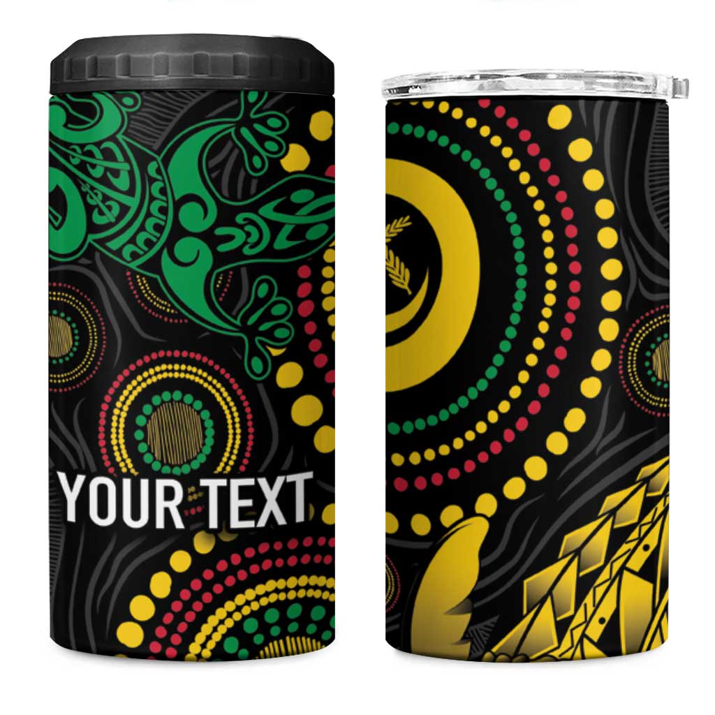 Vanuatu Personalized Aboriginal Arts 4 in 1 Can Cooler Tumbler Turtle and Iguana Special LT7 One Size: 16 oz Colorful - Polynesian Pride