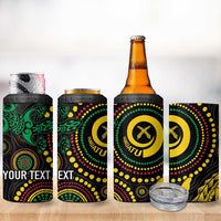 Vanuatu Personalized Aboriginal Arts 4 in 1 Can Cooler Tumbler Turtle and Iguana Special LT7 - Polynesian Pride