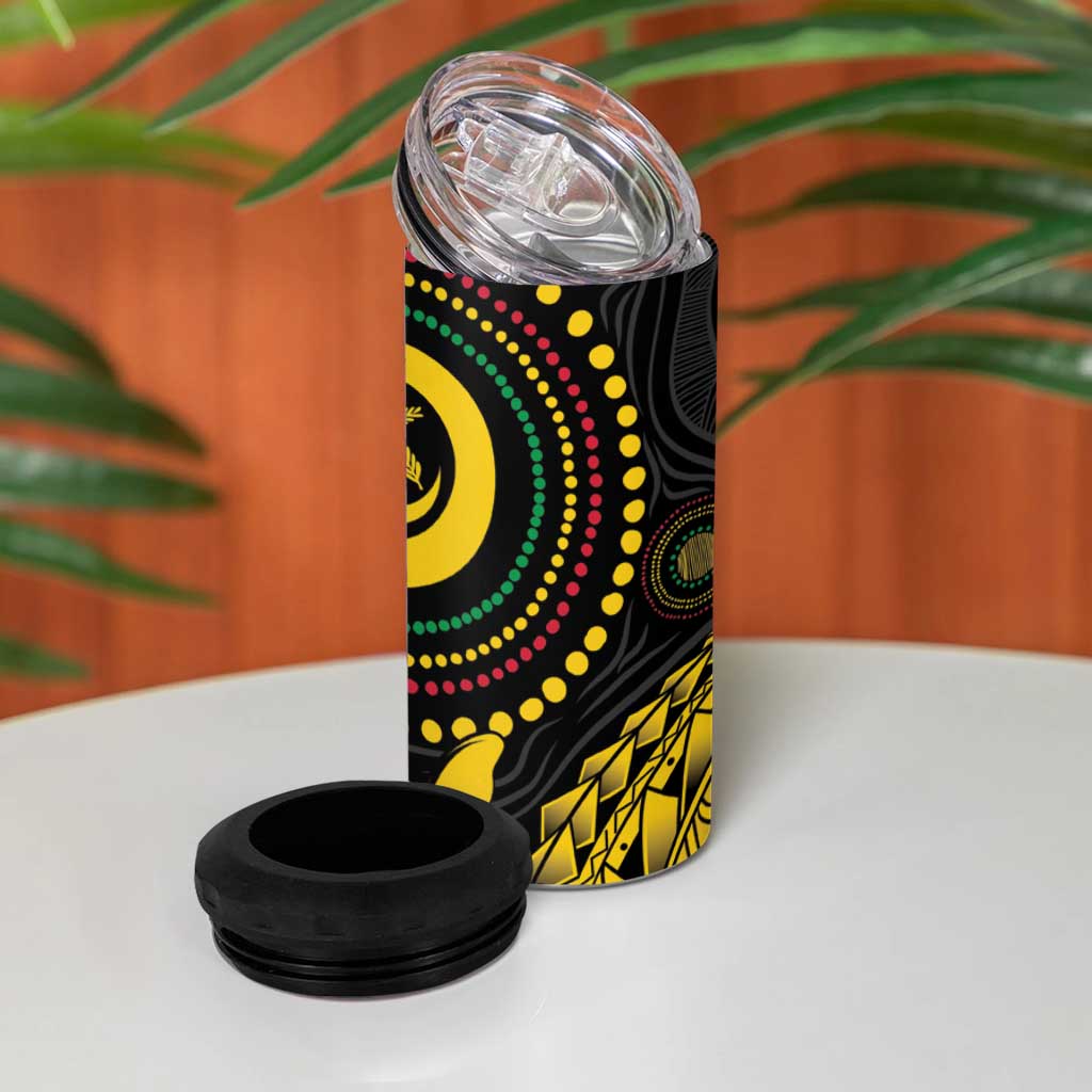 Vanuatu Personalized Aboriginal Arts 4 in 1 Can Cooler Tumbler Turtle and Iguana Special LT7 - Polynesian Pride