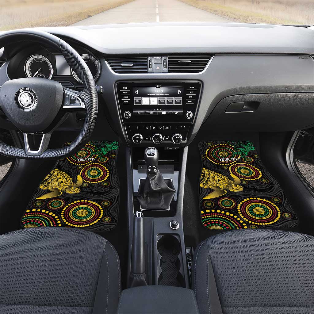 Vanuatu Personalized Aboriginal Arts Car Mats Turtle and Iguana Special LT7 Set 2pcs - Front Colorful - Polynesian Pride