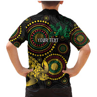 Vanuatu Personalized Aboriginal Arts Family Matching Mermaid Dress and Hawaiian Shirt Turtle and Iguana Special - Polynesian Pride