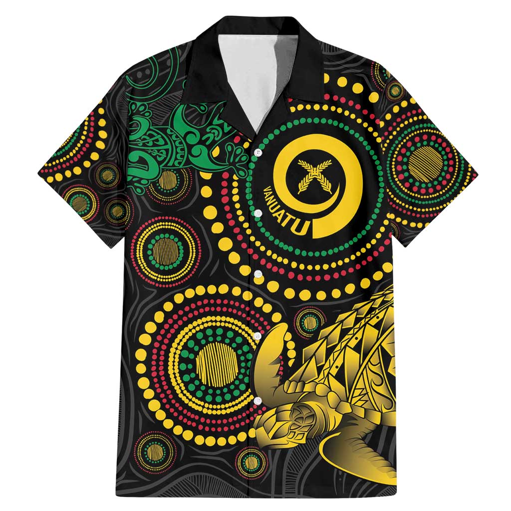 Vanuatu Personalized Aboriginal Arts Family Matching Mermaid Dress and Hawaiian Shirt Turtle and Iguana Special - Polynesian Pride