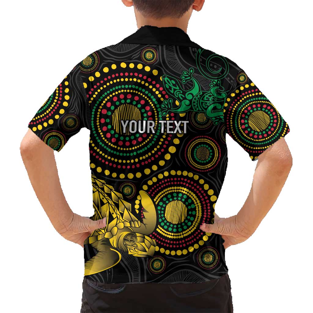 Vanuatu Personalized Aboriginal Arts Family Matching Puletasi and Hawaiian Shirt Turtle and Iguana Special - Polynesian Pride