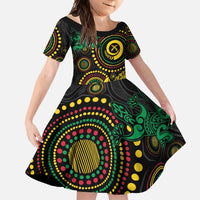 Vanuatu Personalized Aboriginal Arts Family Matching Summer Maxi Dress and Hawaiian Shirt Turtle and Iguana Special - Polynesian Pride