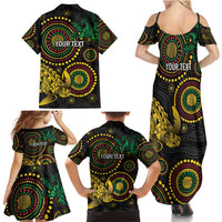 Vanuatu Personalized Aboriginal Arts Family Matching Summer Maxi Dress and Hawaiian Shirt Turtle and Iguana Special - Polynesian Pride