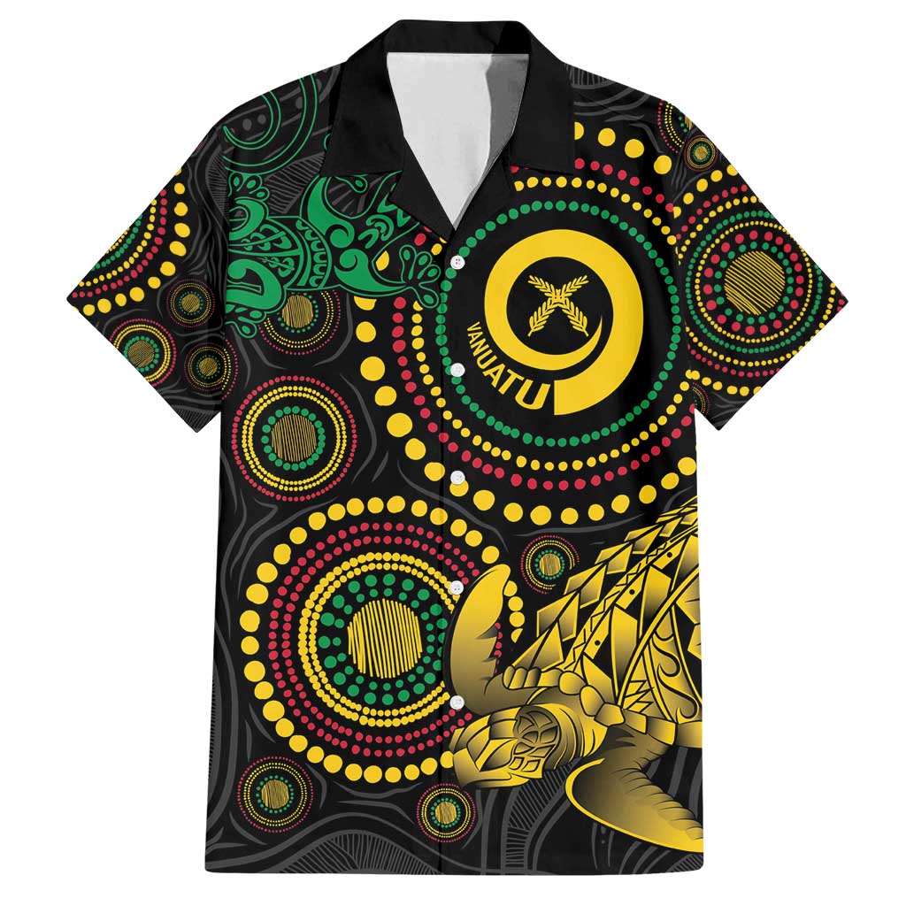 Vanuatu Personalized Aboriginal Arts Family Matching Summer Maxi Dress and Hawaiian Shirt Turtle and Iguana Special - Polynesian Pride