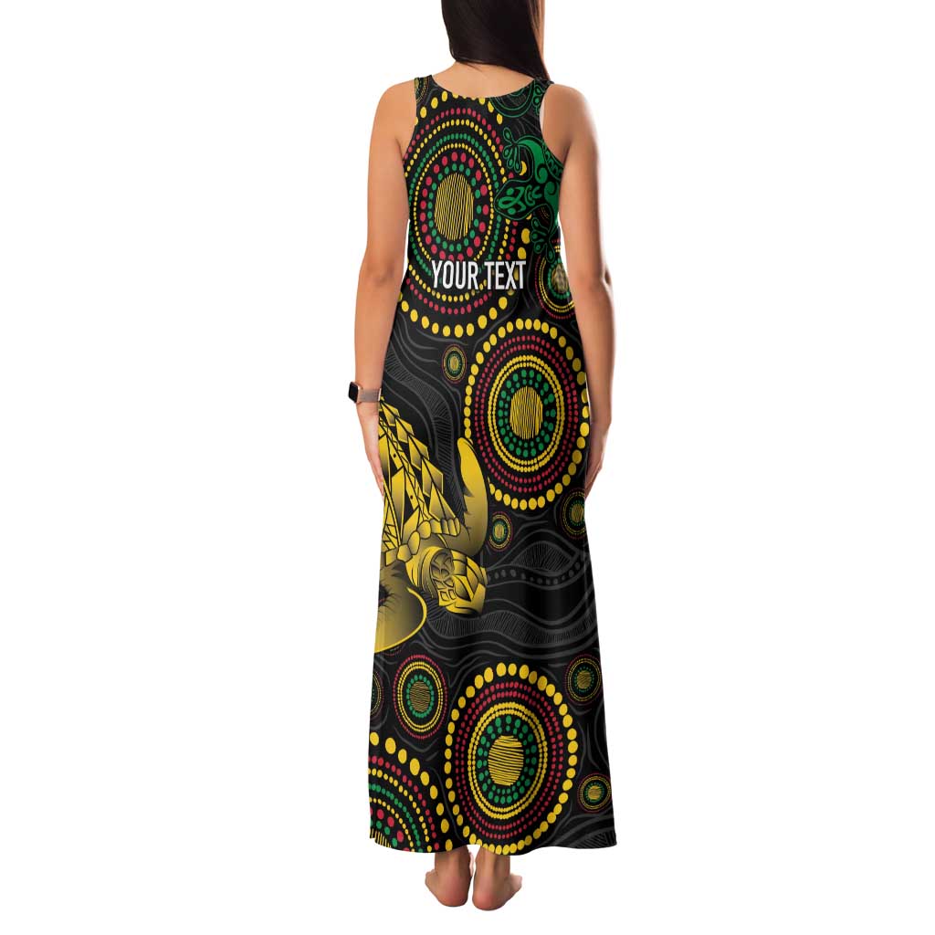 Vanuatu Personalized Aboriginal Arts Family Matching Tank Maxi Dress and Hawaiian Shirt Turtle and Iguana Special - Polynesian Pride