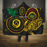Vanuatu Personalized Aboriginal Arts Hooded Blanket Turtle and Iguana Special - Polynesian Pride