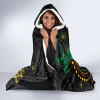Vanuatu Personalized Aboriginal Arts Hooded Blanket Turtle and Iguana Special - Polynesian Pride