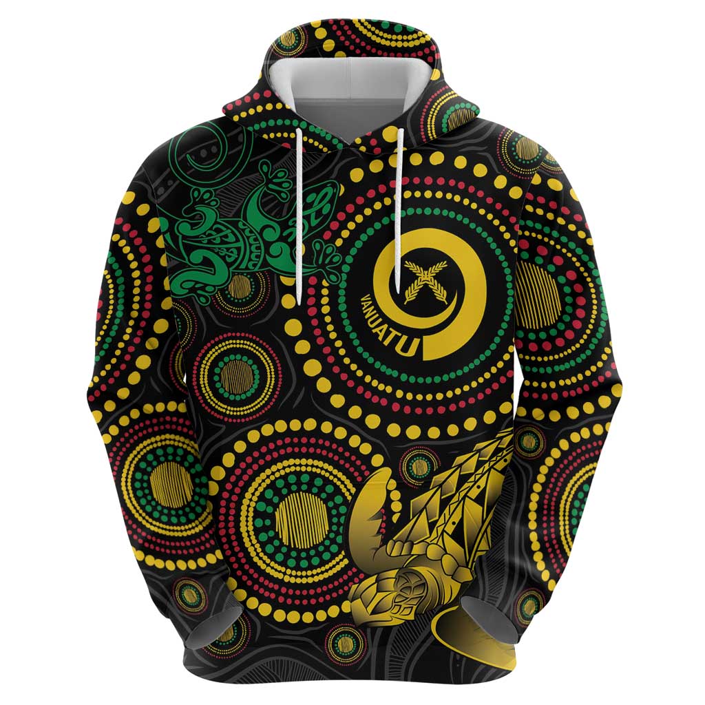 Vanuatu Personalized Aboriginal Arts Hoodie Turtle and Iguana Special - Polynesian Pride