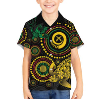 Vanuatu Personalized Aboriginal Arts Kid Hawaiian Shirt Turtle and Iguana Special - Polynesian Pride
