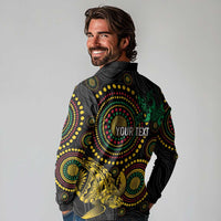 Vanuatu Personalized Aboriginal Arts Long Sleeve Polo Shirt Turtle and Iguana Special LT7 - Polynesian Pride