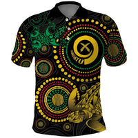 Vanuatu Personalized Aboriginal Arts Polo Shirt Turtle and Iguana Special - Polynesian Pride