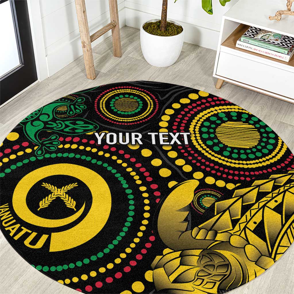 Vanuatu Personalized Aboriginal Arts Round Carpet Turtle and Iguana Special - Polynesian Pride