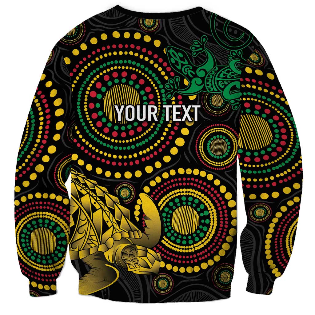 Vanuatu Personalized Aboriginal Arts Sweatshirt Turtle and Iguana Special - Polynesian Pride