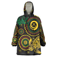 Vanuatu Personalized Aboriginal Arts Wearable Blanket Hoodie Turtle and Iguana Special LT7 One Size Colorful - Polynesian Pride