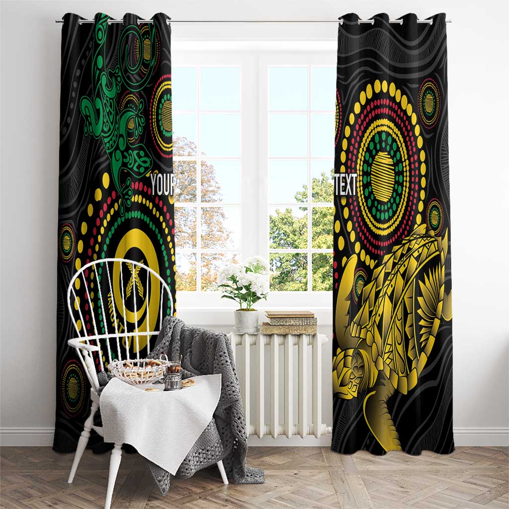 Vanuatu Personalized Aboriginal Arts Window Curtain Turtle and Iguana Special LT7 - Polynesian Pride