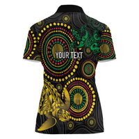 Vanuatu Personalized Aboriginal Arts Women Polo Shirt Turtle and Iguana Special - Polynesian Pride