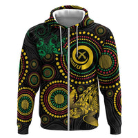 Vanuatu Personalized Aboriginal Arts Zip Hoodie Turtle and Iguana Special - Polynesian Pride