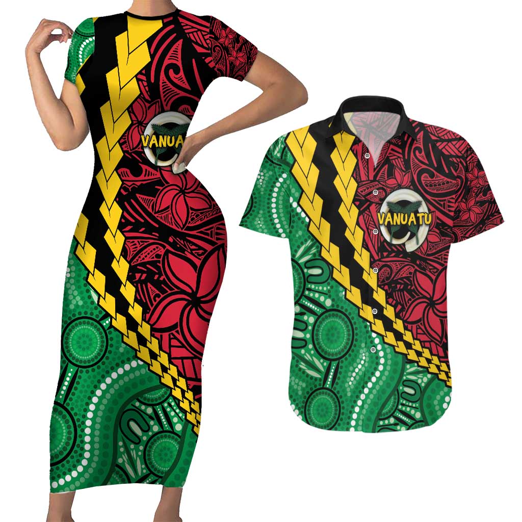 Vanuatu Personalized Tribal Couples Matching Short Sleeve Bodycon Dress and Hawaiian Shirt Aboriginal Inspired Mix Style - Polynesian Pride