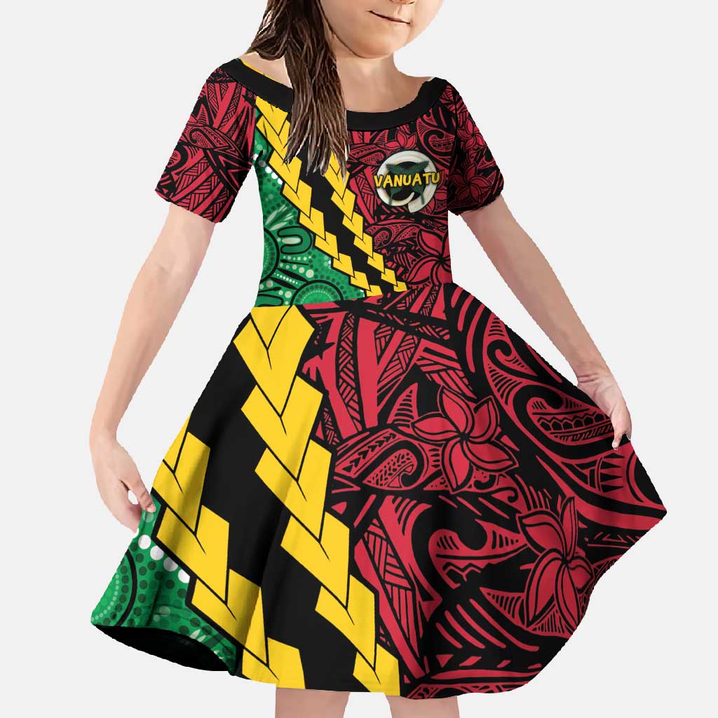 Vanuatu Personalized Tribal Family Matching Off Shoulder Maxi Dress and Hawaiian Shirt Aboriginal Inspired Mix Style - Polynesian Pride