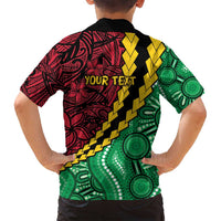 Vanuatu Personalized Tribal Family Matching Off Shoulder Short Dress and Hawaiian Shirt Aboriginal Inspired Mix Style - Polynesian Pride